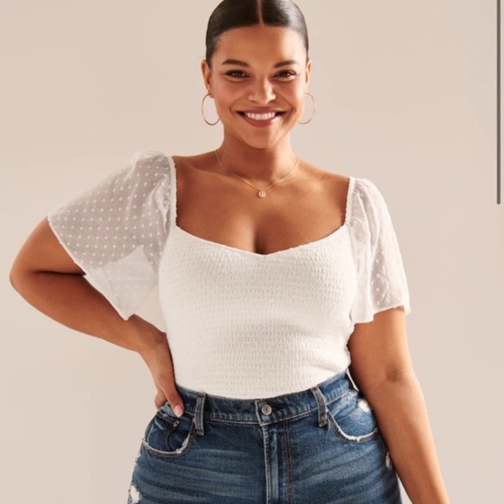 Abercrombie All-Over Smocked Flutter Sleeve Top